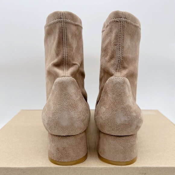Stuart Weitzman Grace Ankle Boots Sock Bootie Block Heel Tan Suede US 8.5 -SPAIN - Picture 9 of 13